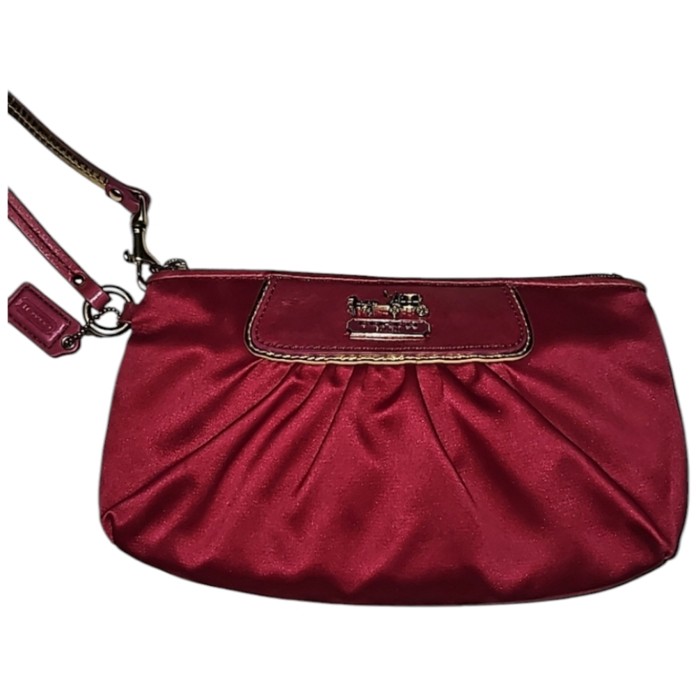Coach magenta Satin Wristlet Clutch